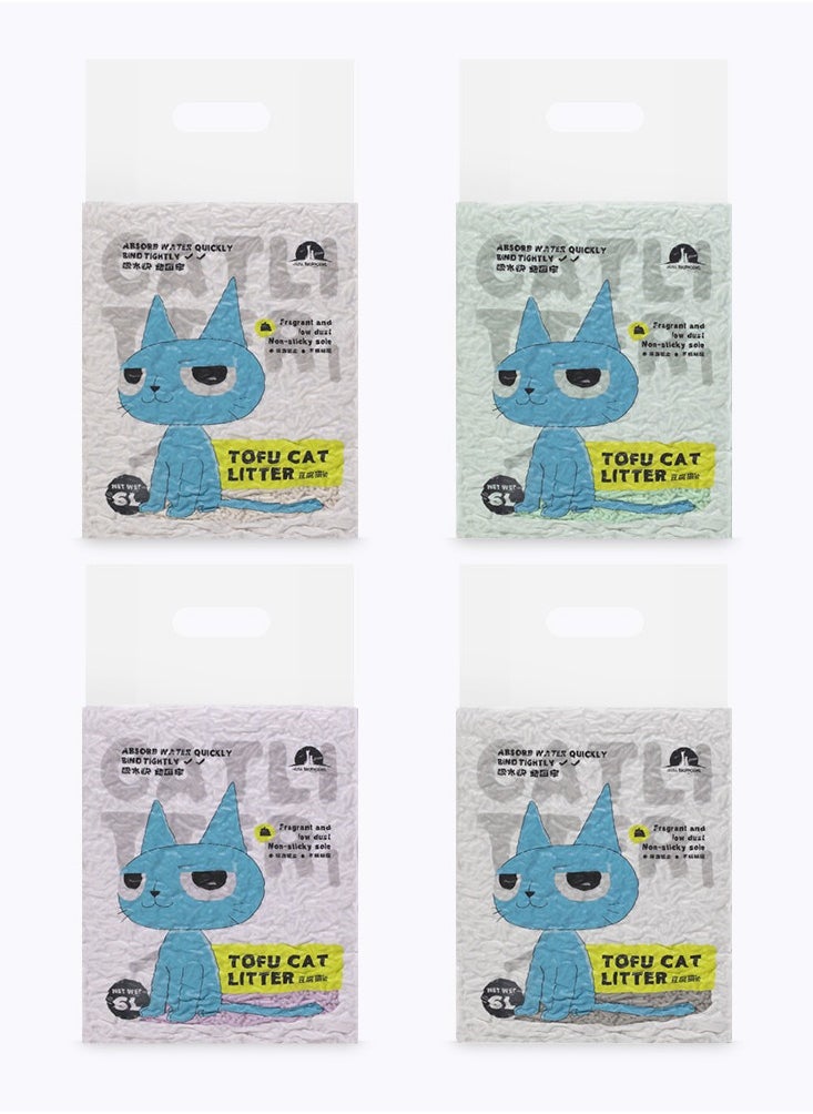 TaoTaoPets TaoTaoPets 4 Packs 6L Clumping Biodegradable Absorbent Fragrance Soft Natural Been Tofu Cat Litter (24L)  - Image 1