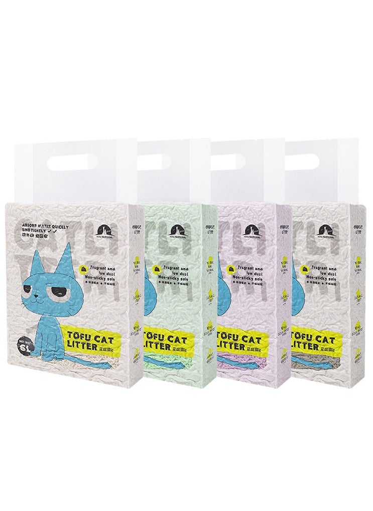 TaoTaoPets TaoTaoPets 4 Packs 6L Clumping Biodegradable Absorbent Fragrance Soft Natural Been Tofu Cat Litter (24L)  - Image 2