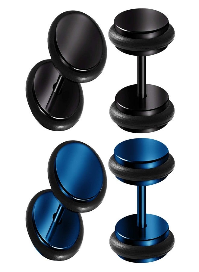 BIG GAUGES 2 Pairs Black Anodized 16g Gauge 1.2mm 0g (8mm) Dark Blue Fake Plugs O-Rings Piercing Cheater Illusion Ear Lobe Plugs BG3272 - Image 1