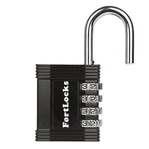 FortLocks Padlock - 4 Digit Combination Lock for Gym Outdoor & School Locker, Fence, Case & Shed – Heavy Duty Resettable Set Your Own Combo – Waterproof & Weatherproof (2 Pack - Black) - Image 5