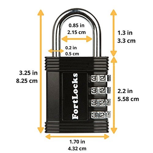 FortLocks Padlock - 4 Digit Combination Lock for Gym Outdoor & School Locker, Fence, Case & Shed – Heavy Duty Resettable Set Your Own Combo – Waterproof & Weatherproof (2 Pack - Black) - Image 2