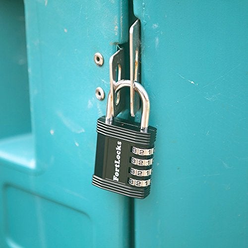 FortLocks Padlock - 4 Digit Combination Lock for Gym Outdoor & School Locker, Fence, Case & Shed – Heavy Duty Resettable Set Your Own Combo – Waterproof & Weatherproof (2 Pack - Black) - Image 3