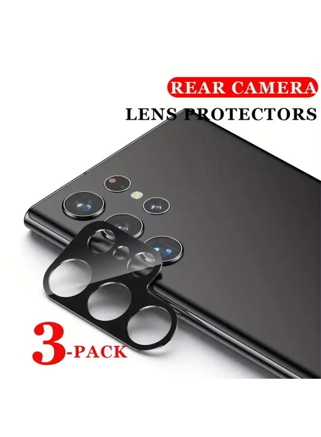 3 Pack Black Camera Lens Protector For Samsung Galaxy S23 Ultra High Definition 9H Tempered Glass Dust Reduction Full Edge To Edge Coverage Easy Installation - Image 5