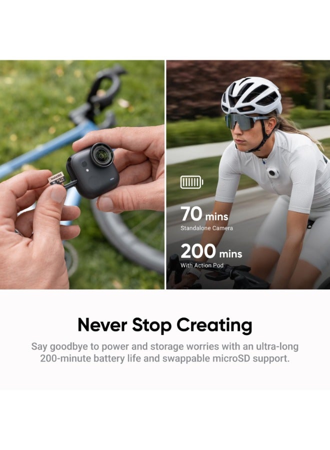 انستا 360 حزمة GO Ultra Creator | كاميرا صغيرة 4K، خفيفة الوزن وقابلة للحمل، أداء ممتاز في الإضاءة المنخفضة، يمكن تركيبها في أي مكان، تثبيت FlowState، عمر بطارية 200 دقيقة - أسود منتصف الليل - Image 3