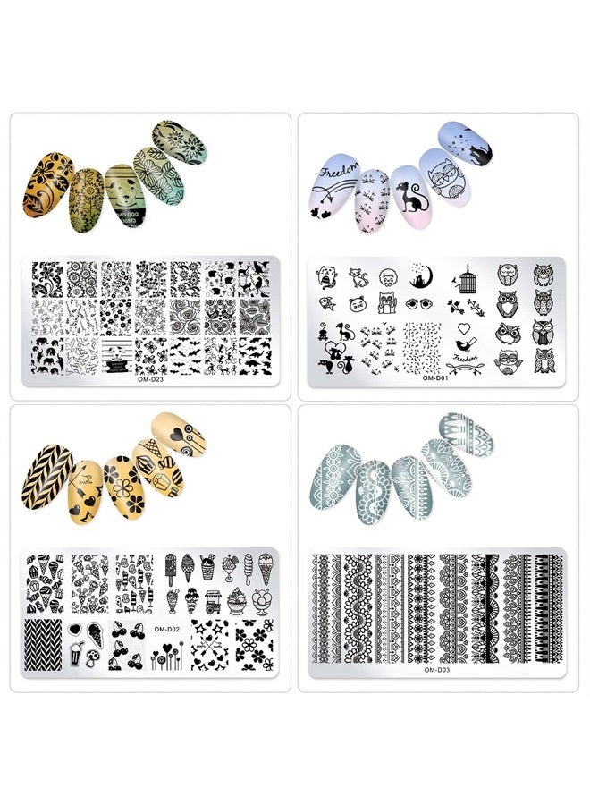 10Pcs Nail Art Stamping Plates Set Animals Design Nail Image Stamp Plates Manicure Templates Nail Art Tools