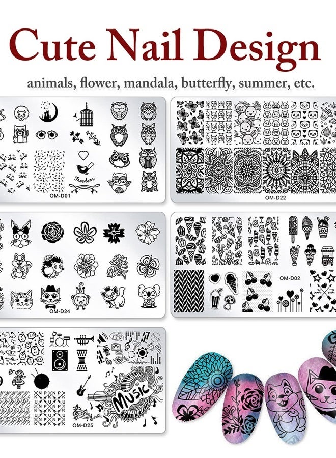 10Pcs Nail Art Stamping Plates Set Animals Design Nail Image Stamp Plates Manicure Templates Nail Art Tools