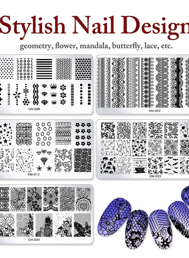 10Pcs Nail Art Stamping Plates Set Animals Design Nail Image Stamp Plates Manicure Templates Nail Art Tools