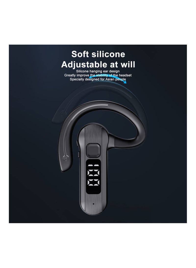 SYOSI Single Ear Bone Conduction Headset Bluetooth 5.2, Open Ear Wireless Earphones Waterproof with LED Power Display Microphone, Type C Charging, for Driving Business Sport (Black) - Image 4