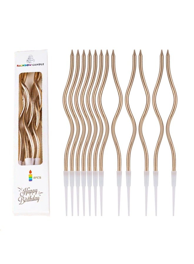 12 Gold Arc Birthday Candles | Eid/Dubai Party Decoration | Eco-Friendly & Photogenic  - Image 1
