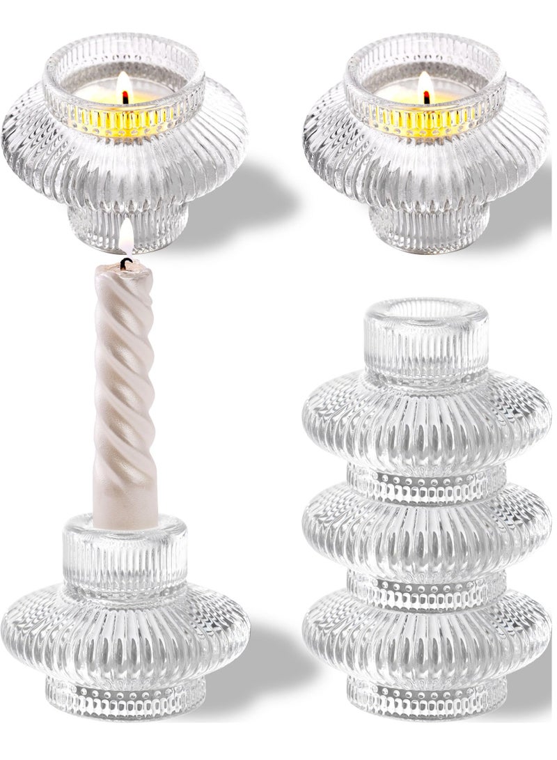 Barakah Elegant 6-Piece Taper Glass Candle Holder Set for Weddings, Parties and Holidays, Perfect for Taper Candles and Tea Lights - Image 1