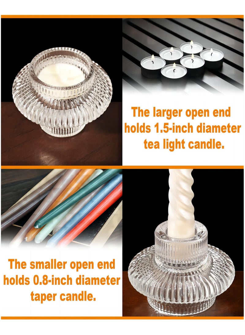 Barakah Elegant 6-Piece Taper Glass Candle Holder Set for Weddings, Parties and Holidays, Perfect for Taper Candles and Tea Lights - Image 5