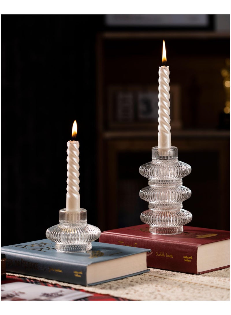 Barakah Elegant 6-Piece Taper Glass Candle Holder Set for Weddings, Parties and Holidays, Perfect for Taper Candles and Tea Lights - Image 2