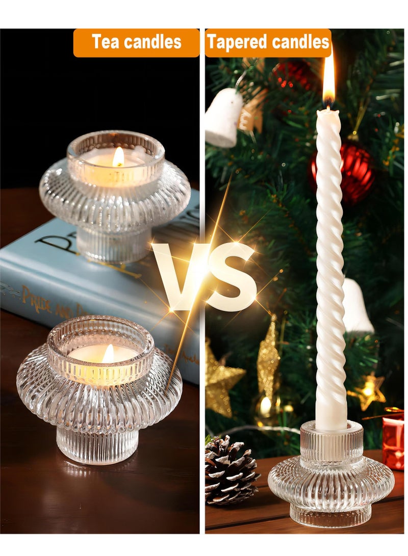 Barakah Elegant 6-Piece Taper Glass Candle Holder Set for Weddings, Parties and Holidays, Perfect for Taper Candles and Tea Lights - Image 4