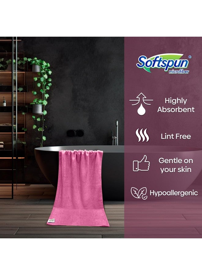 SOFTSPUN مجموعة مناشف الاستحمام والعناية بالشعر من مايكروفايبر SOFTSPUN قطعة واحدة، 60x120 سم، (وردي). ناعمة للغاية ومريحة، سريعة الجفاف، فائقة الامتصاص بحجم كبير. - Image 2