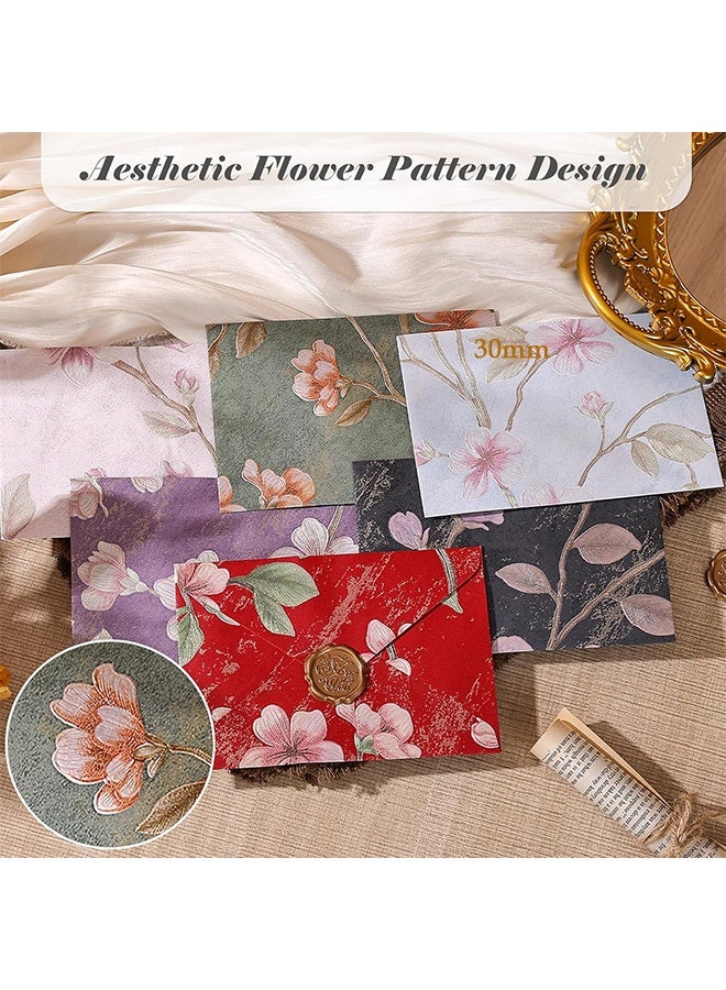 14Pcs 4x6 Vintage Envelopes Set with 50 Letter Paper, Envelopes for Invitation, Greeting Card Envelope with Wax Seal Sticker for Weddings, Birthday, Graduation (Flower Pattern) - Image 3