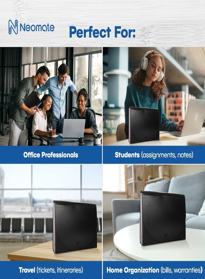 Neomate منظم ملفات نيوميت قابل للتوسيع بـ ٢٤ جيبًا | مجلد أكورديون بحجم A4/Letter مع مشبك قابل للتعديل | منظم مستندات محمول للمدرسة والمنزل والمكتب | يتضمن ملصقات (٣٣ × ٢٤ سم) متعدد الألوان - Image 5