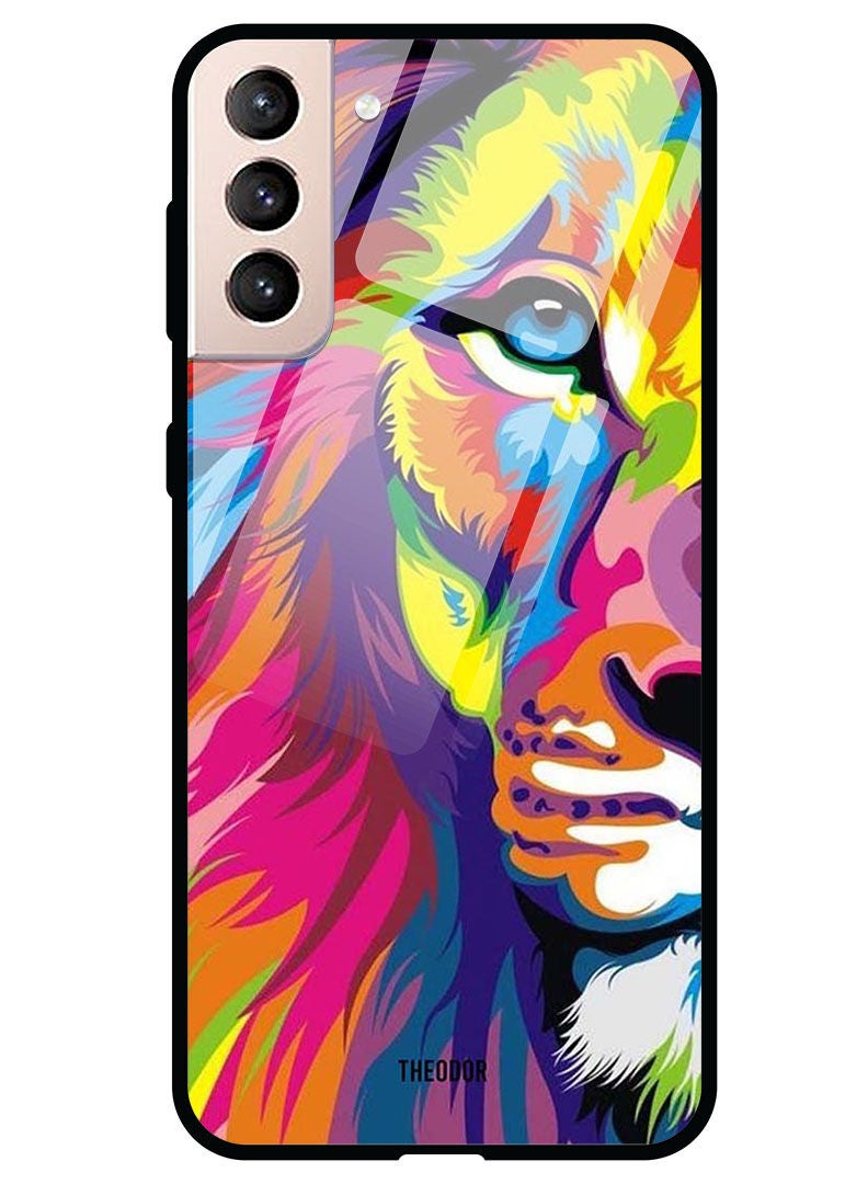 Theodor Protective Tempered Glass Case Cover Samsung Galaxy S21 PLUS  Half Lion Art - Image 1