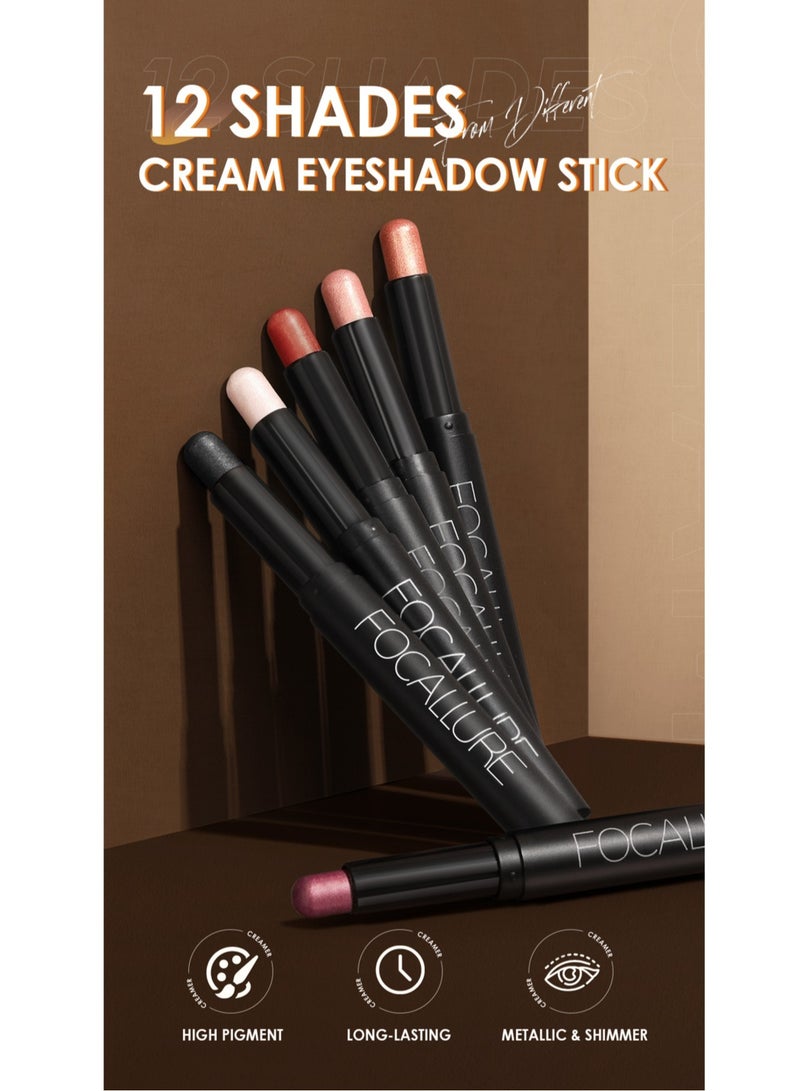 FOCALLURE Shimmer Cream Eyeshadow Stick #12 Brown Spark - Image 3