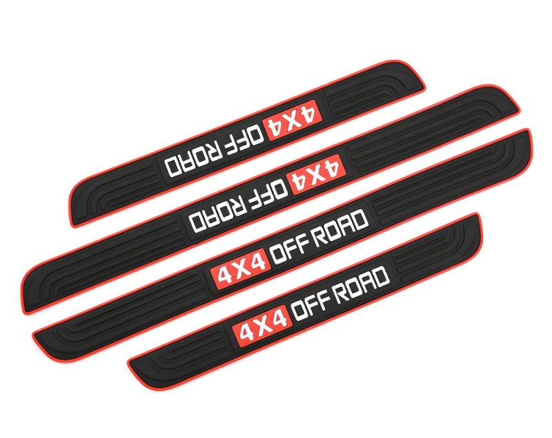 CARIZO Door Sill Plate Protectors Guards Sill Scuff Cover Panel Step Protector (4x4 Off Road, Black & Red, Pack of 4) Compatible with Mahindra Thar (2020-2023) - Image 2