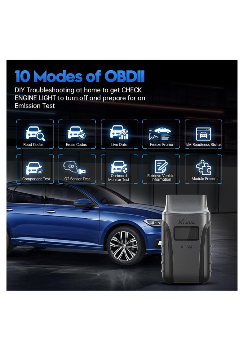 Generic A30M OBD2 Scanner Bluetooth Wireless Code Reader 21 Reset Active Test All Systems - Image 5