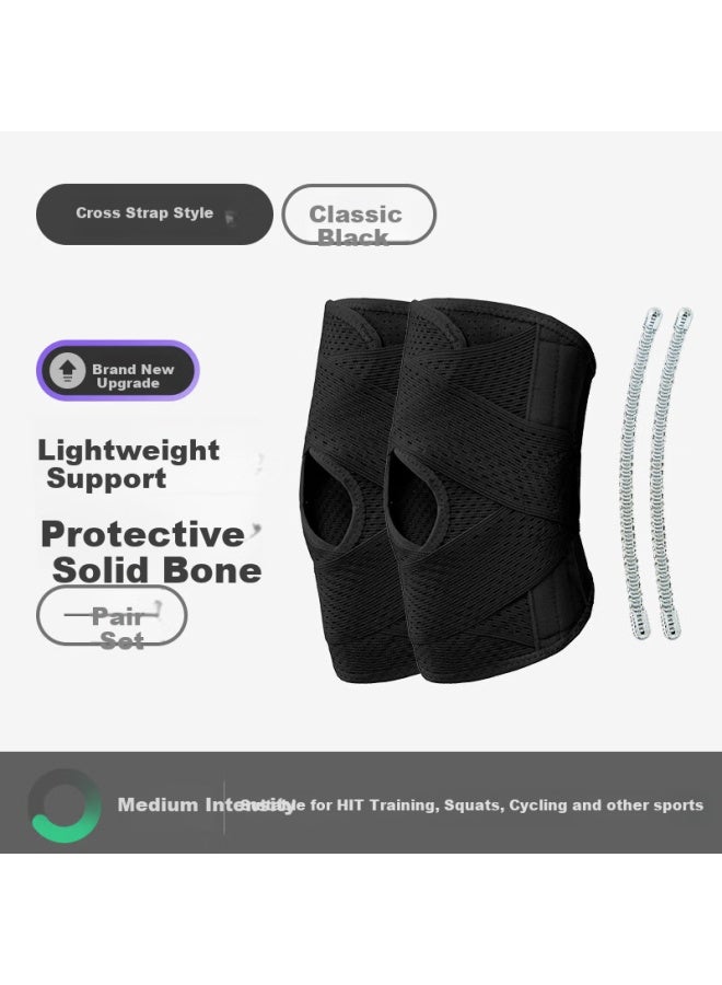 Keep Open Knee Support For Running And Sports, Patella Protector With Meniscus Knee Brace, Classic Black, Size L, Pack Of 2 - Image 1
