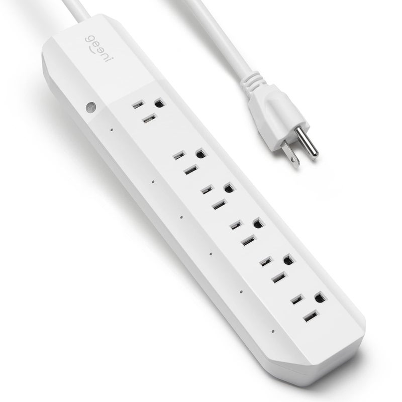 Geeni Smart Surge Protector 6-Outlet Power Strip – Wi-Fi Enabled with Voice Control (Alexa, Google Assistant), Energy Monitoring, Surge Protection, 3ft Extension Cord, Remote Access - Image 1