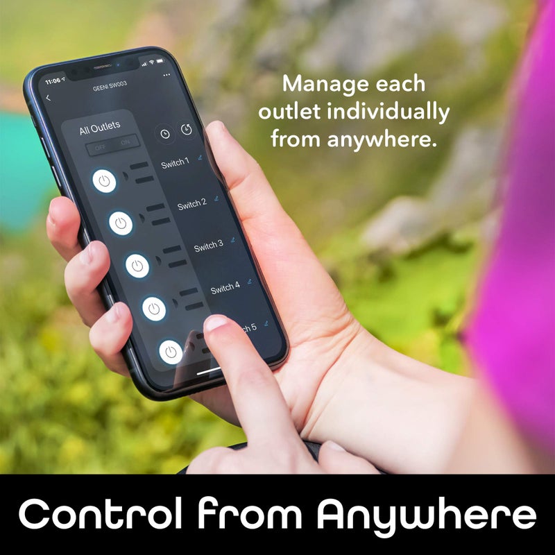 Geeni Smart Surge Protector 6-Outlet Power Strip – Wi-Fi Enabled with Voice Control (Alexa, Google Assistant), Energy Monitoring, Surge Protection, 3ft Extension Cord, Remote Access - Image 3