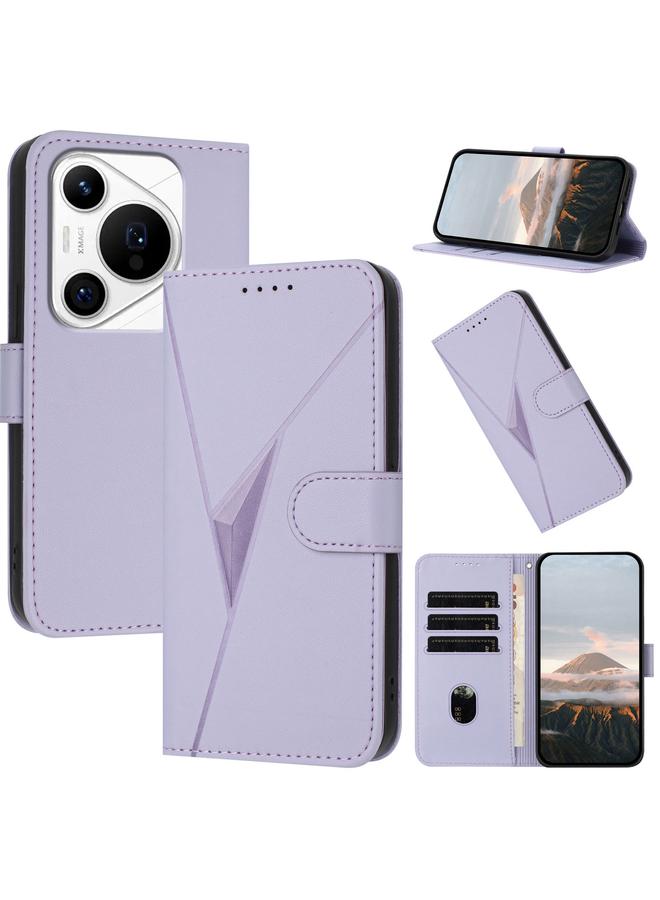 Zaboon Case For Huawei Pura 70 Pro / Pura 70 Ultra Triangle Pattern Buckle Clasp Leather Phone Case - Image 1