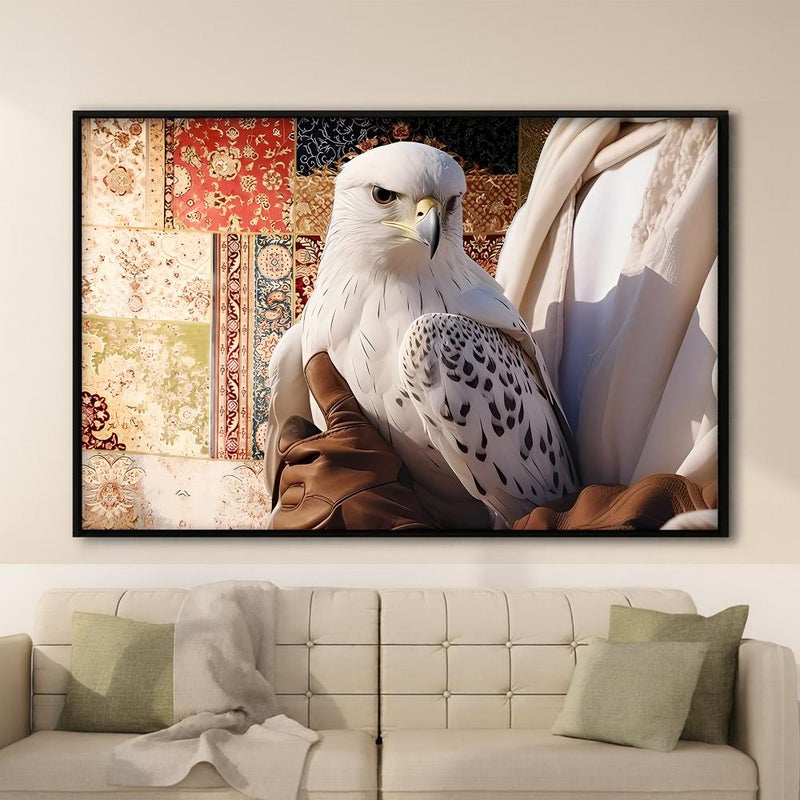 ماركتنا لوحة قماشية بتصميم الفن النجدي مع برواز مجوف مقاس (90×60) قطعة واحدة - Image 1