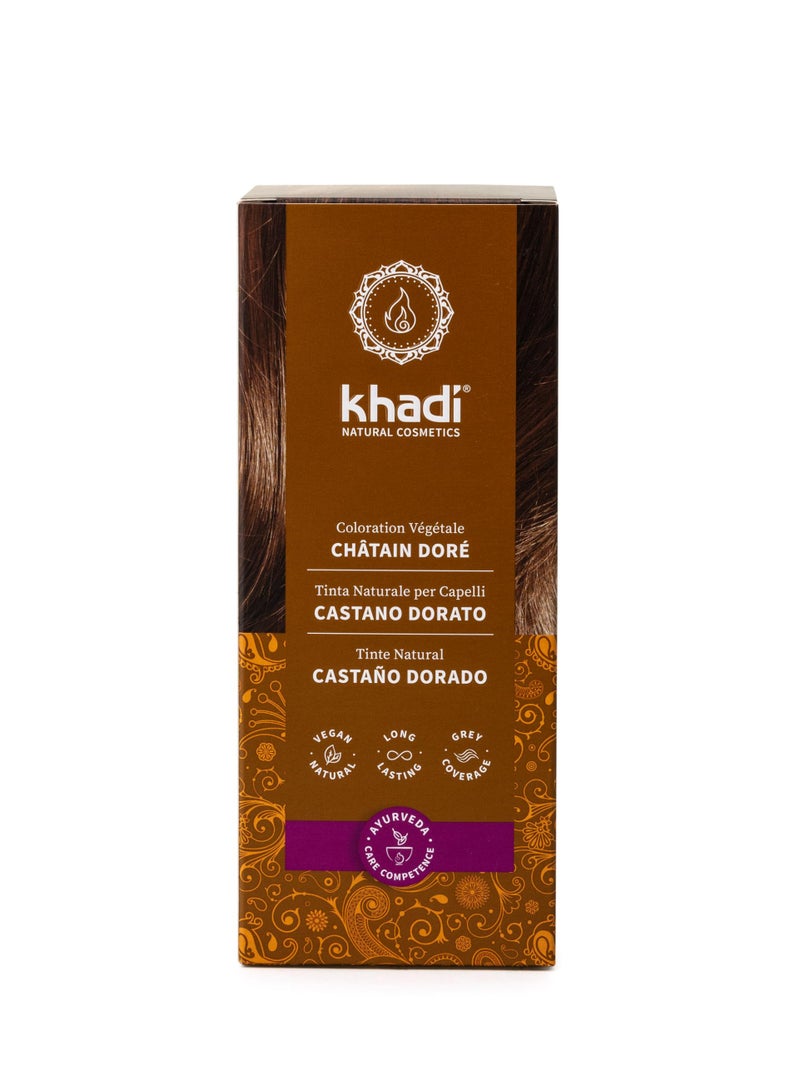 khadi GOLDEN BROWN Natural Hair Color - Hair Color for shimmering amber to velvety shiny golden brown - 100% herbal & natural - 3.5 oz - Image 2