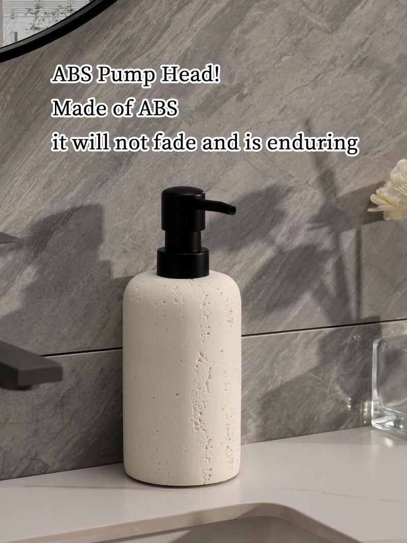 Haocoott Soap Dispensers 400mL 13.5 OZ, 2 PCS Luxurious Hand Dish Lotion Shampoo Soap Dispenser Jar, Travertine Soap Bottles Rustproof Pump for Kitchen Bathroom Countertop - Image 2
