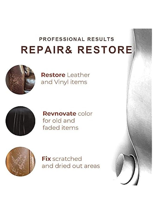 Leather Recoloring Cream, Leather Color Care Repair Balm Restorer Filler with Disposable Gloves Brush Sponge for Faded Scratched Leather Sofas Handbag Car Seats Boots Jacket Shoes (Dark Brown)  - Image 2