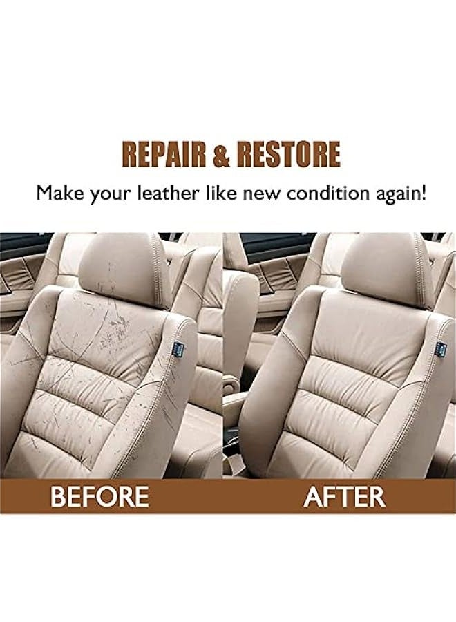 Leather Recoloring Cream, Leather Color Care Repair Balm Restorer Filler with Disposable Gloves Brush Sponge for Faded Scratched Leather Sofas Handbag Car Seats Boots Jacket Shoes (Dark Brown)  - Image 4