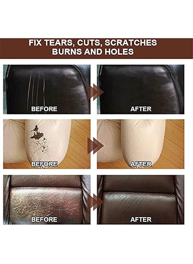 Leather Recoloring Cream, Leather Color Care Repair Balm Restorer Filler with Disposable Gloves Brush Sponge for Faded Scratched Leather Sofas Handbag Car Seats Boots Jacket Shoes (Dark Brown)  - Image 3