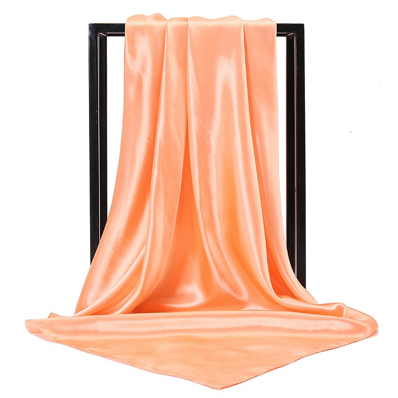 New Silk-Like Monochrome Large Scarf Fashion Solid Womens Scarf 18# snow Bud 
