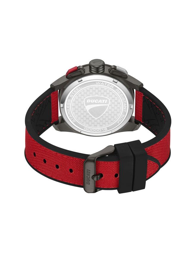 Ducati DT012 Gunmetal Red Dial Black Red Silicone-Nylon Strap Chronograph Watch for Men - 42mm - Image 3