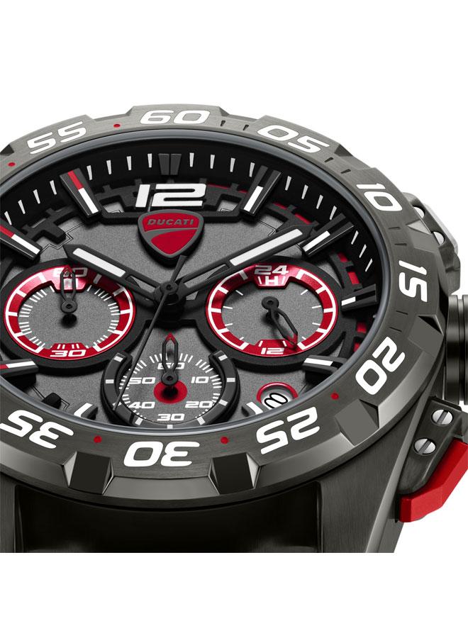 Ducati DT012 Gunmetal Red Dial Black Red Silicone-Nylon Strap Chronograph Watch for Men - 42mm - Image 4