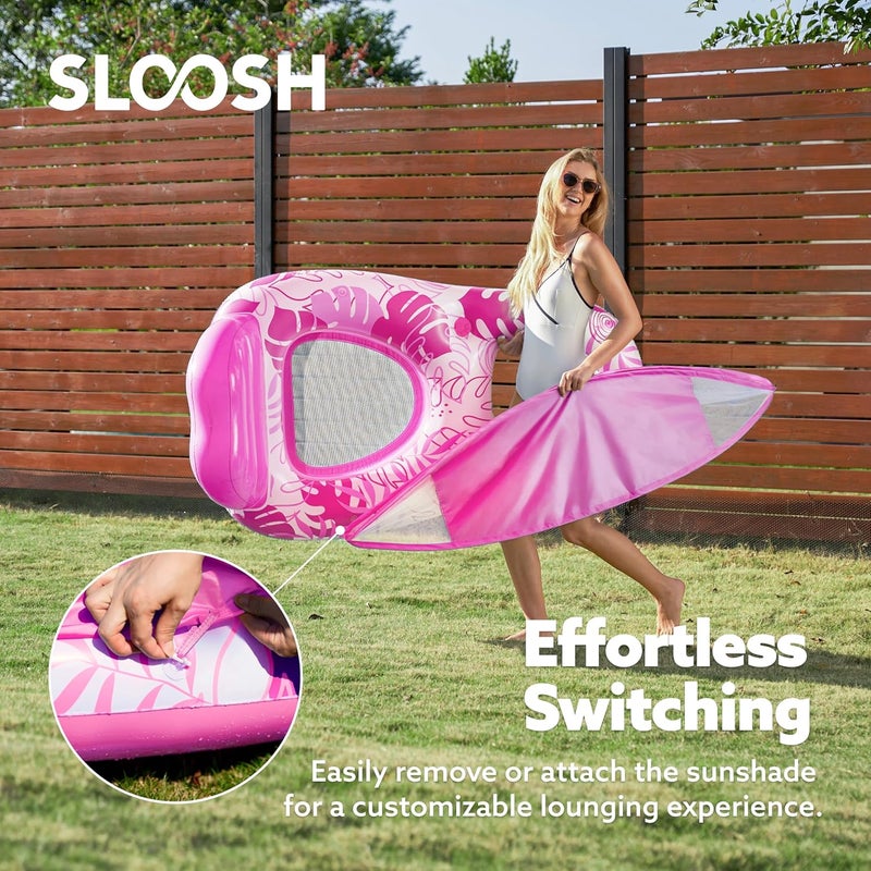 Sloosh Inflatable Pool Floats Lounger Adult, Pool Float Lounge with Canopy Raft Floaties - Image 5