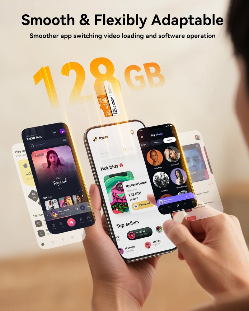 KOOTION 128GB Micro SDXC UHS-I U3 V30 A1 Memory Card - High Speed TF Card for Phone, Camera - Image 4