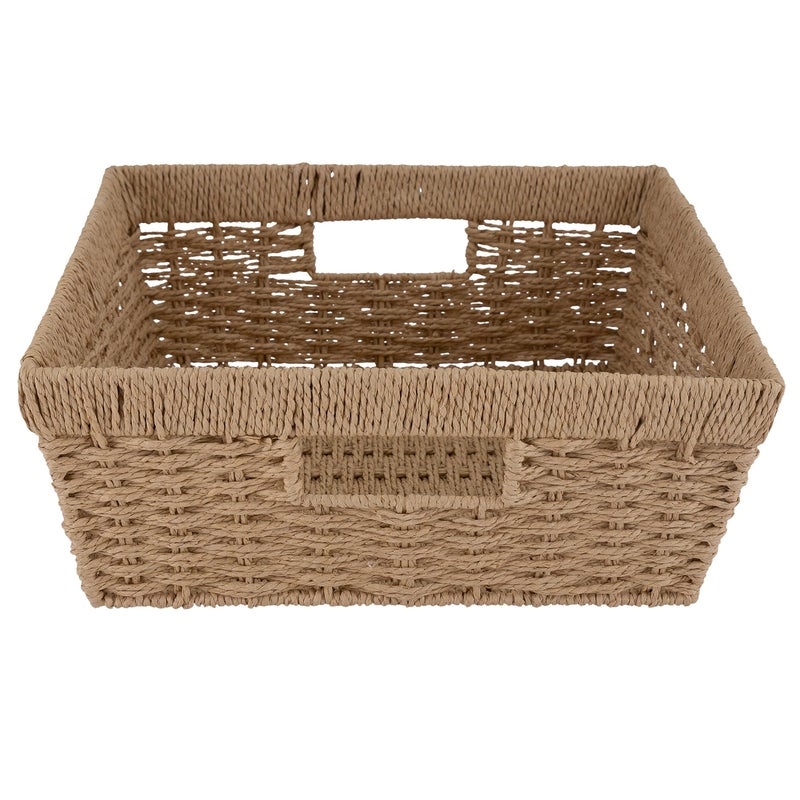 Simplify Large Shelf Storage Basket | Dimensions: 15"x 13"x 5" | Dutch Weave Design | Home Organization | Paper Rope Material | Great For Leaving Spaces | Great for Displaying - Image 5