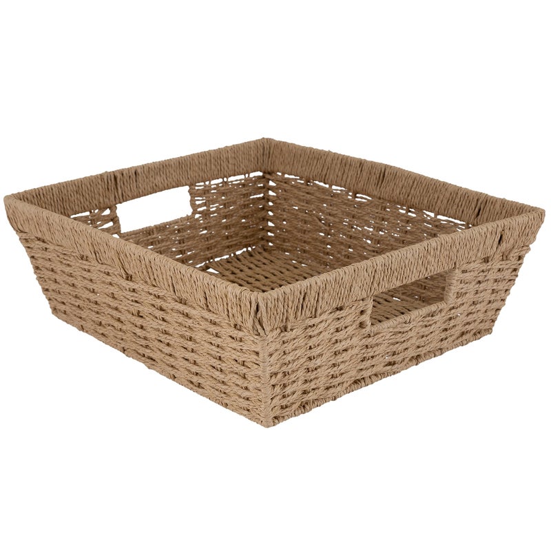 Simplify Large Shelf Storage Basket | Dimensions: 15"x 13"x 5" | Dutch Weave Design | Home Organization | Paper Rope Material | Great For Leaving Spaces | Great for Displaying - Image 4