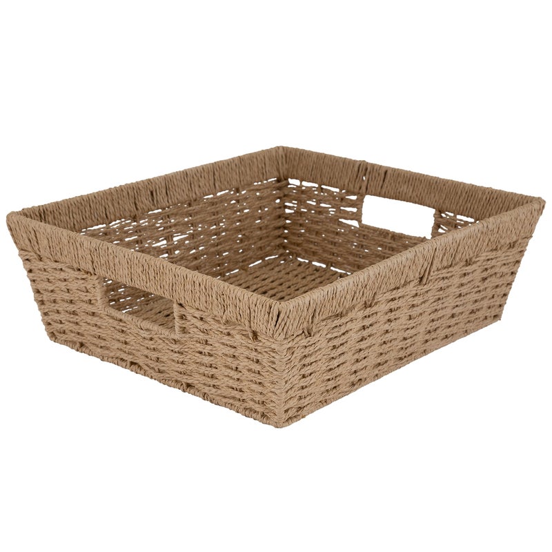 Simplify Large Shelf Storage Basket | Dimensions: 15"x 13"x 5" | Dutch Weave Design | Home Organization | Paper Rope Material | Great For Leaving Spaces | Great for Displaying - Image 1