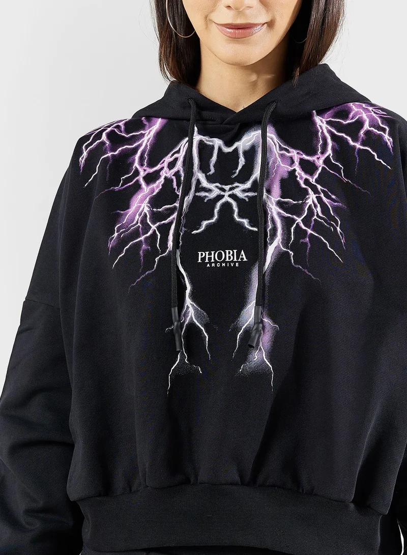 phobia Logo Cropped Hoodie