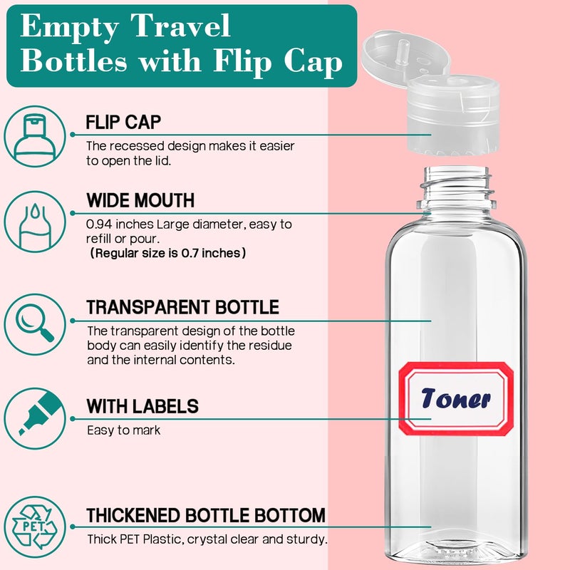 DPLASKA 100pcs Empty 3.4 oz Travel Bottles with Flip Cap Tsa Approved Leakproof Plastic Squeeze Small Shampoo Bottles for Toiletries Liquids Travel Essentials Containers for Lotion, Party favors, Bulk Gifting - Image 3