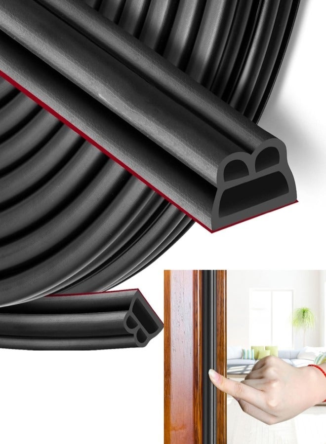 Weather Stripping Door Seal Strip 6M Upgraded Version Black Door Rubber Weather Seal Strip Self-Adhesive Rubber Door Insulation Weather Strip Sound Proof Door Strips for Door Frame Window - Image 1