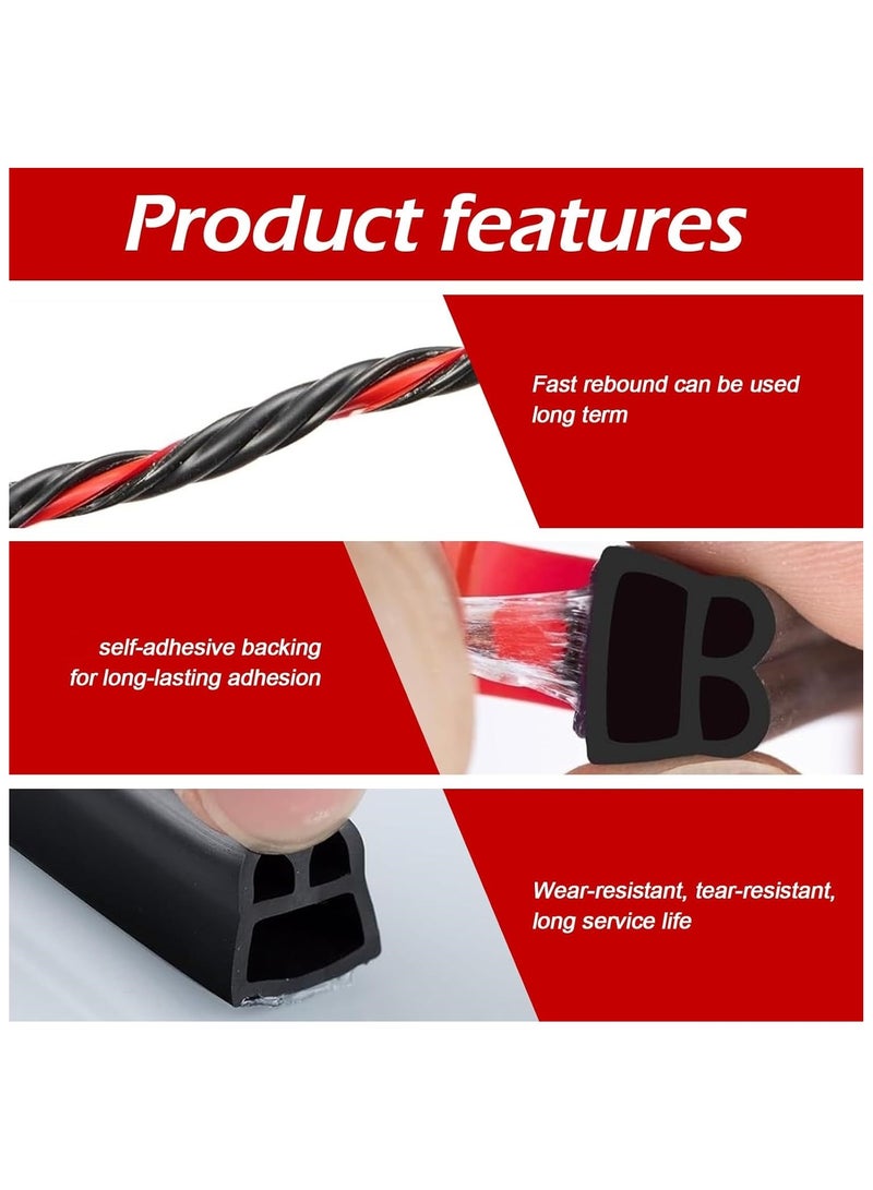 Weather Stripping Door Seal Strip 6M Upgraded Version Black Door Rubber Weather Seal Strip Self-Adhesive Rubber Door Insulation Weather Strip Sound Proof Door Strips for Door Frame Window - Image 4