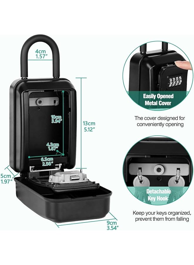 Key Lock Box Waterproof Sturdy Wall Mounted Lock Box For House Key 4 Digit Combination Resettable Large Capacity Security Lockbox Security Heavy Duty Keysafe For Home Garage Apartment