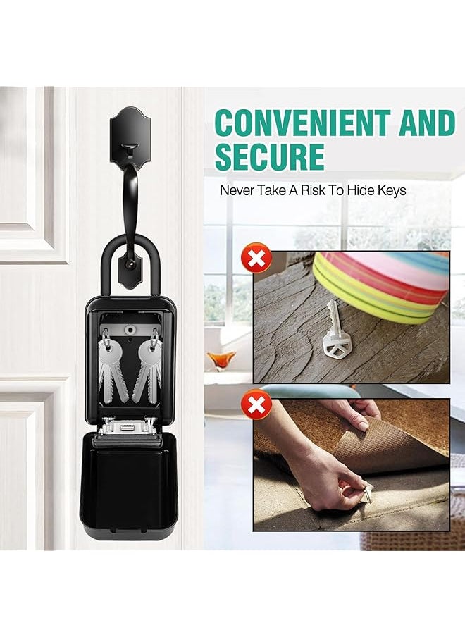 X spring Key Lock Box Waterproof Sturdy Wall Mounted Lock Box For House Key 4 Digit Combination Resettable Large Capacity Security Lockbox Security Heavy Duty Keysafe For Home Garage Apartment  - Image 5
