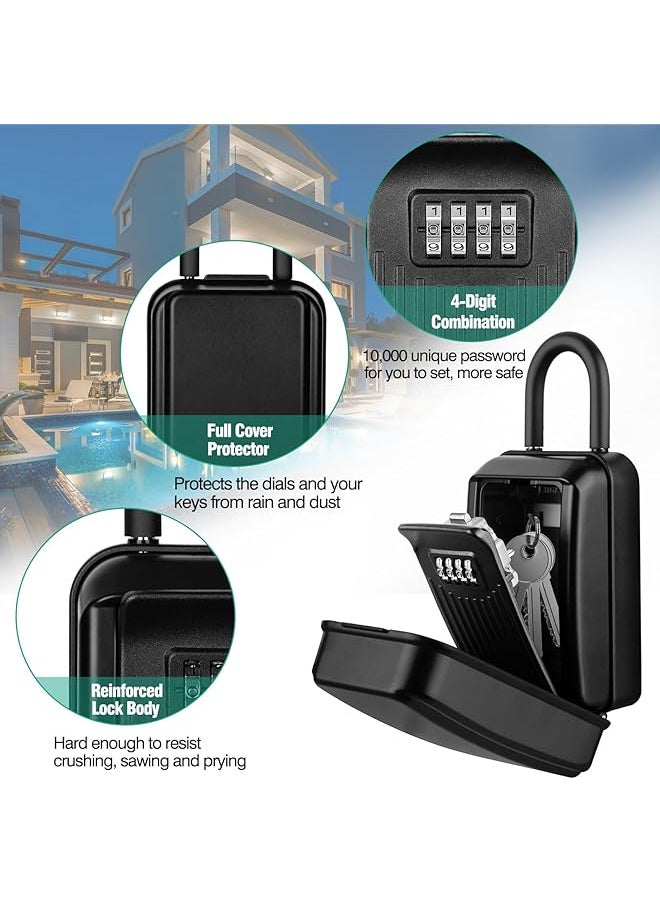 X spring Key Lock Box Waterproof Sturdy Wall Mounted Lock Box For House Key 4 Digit Combination Resettable Large Capacity Security Lockbox Security Heavy Duty Keysafe For Home Garage Apartment  - Image 2