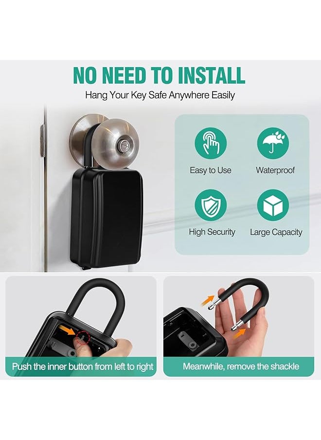 X spring Key Lock Box Waterproof Sturdy Wall Mounted Lock Box For House Key 4 Digit Combination Resettable Large Capacity Security Lockbox Security Heavy Duty Keysafe For Home Garage Apartment  - Image 3